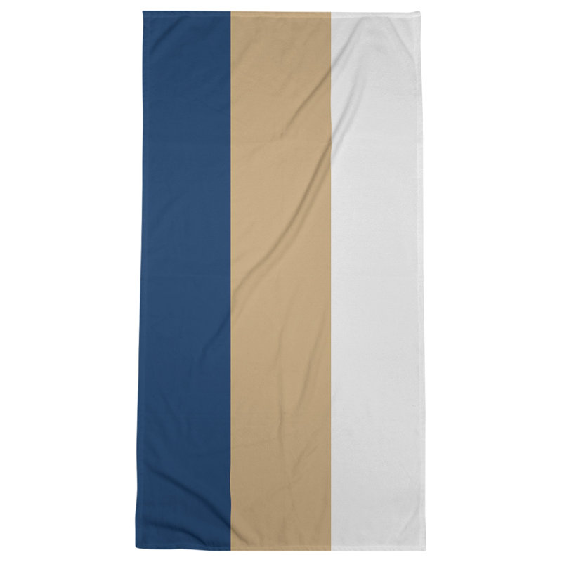 Bath Towel, Microfiber, Navy Blue/Minnesota Kasota Gold/White