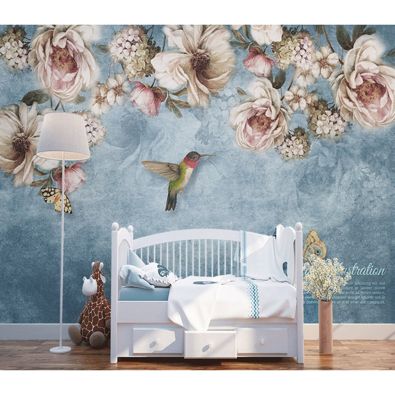Adhésif mural floral pastel aquarelle coloré Daughtrey, L 106 po x l 187 po