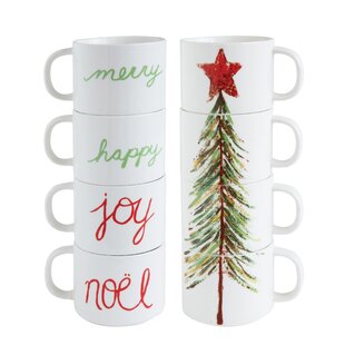 Tall Ceramic Holiday Travel Mug stay Jolly My Friends 16oz Lori