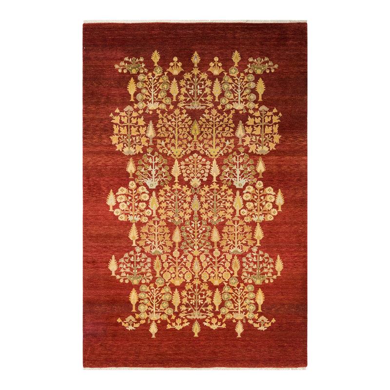 Rhonwen One-of-a-Kind 6' 1" X 9' 4" Hand Knotted Area Rug