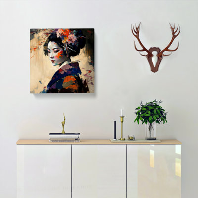 Geisha Palette Knife Painting - Wrapped Canvas