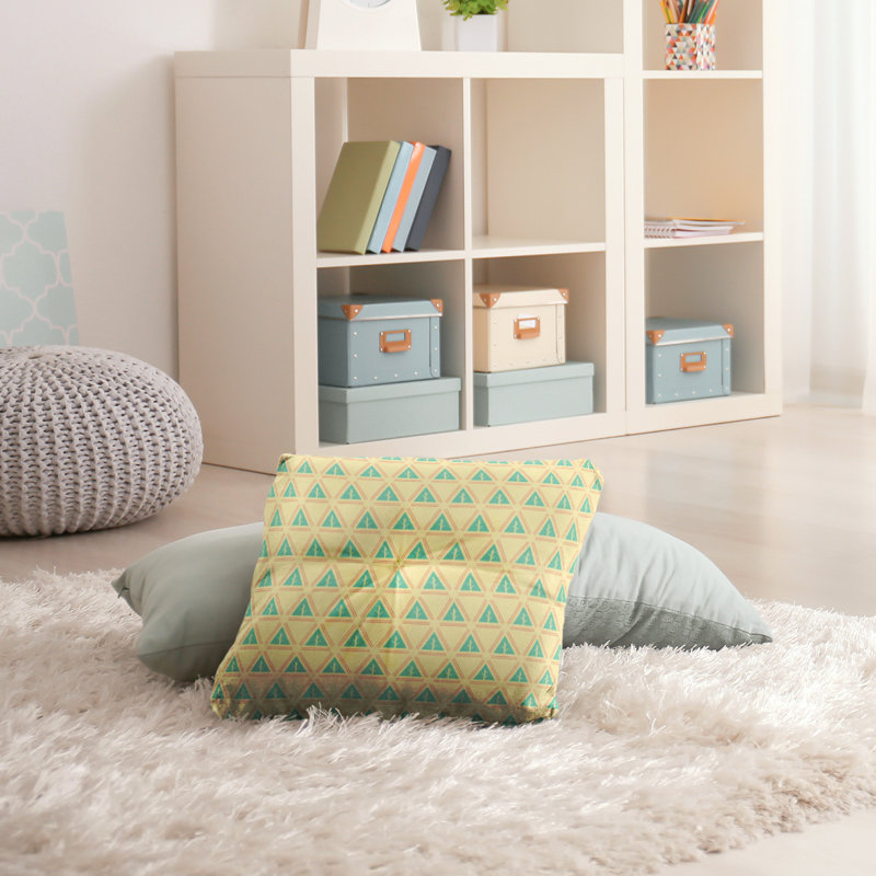 Coussin Theo Nath, 30 po x 30 po, Vert jaune / orange