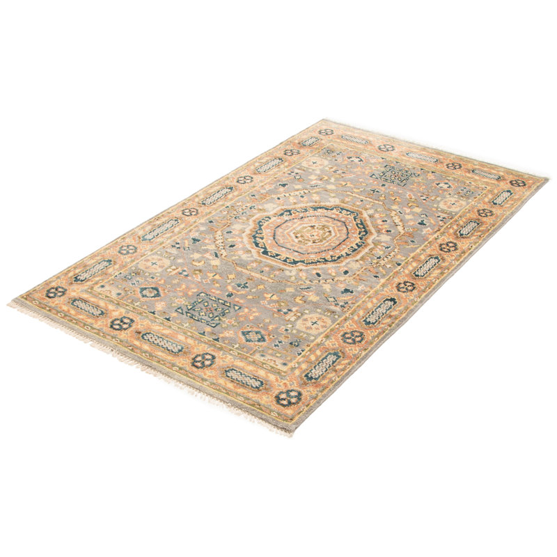 Tapis bleu clair en laine noué à la main 4 pi 11 po x 8 pi 0 po Jules Serapi