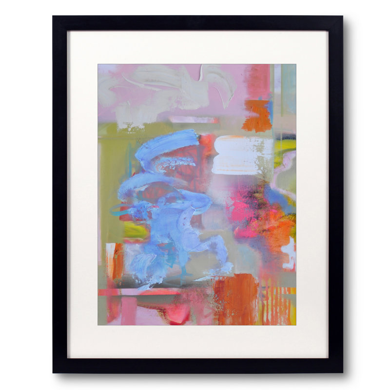 «330 natation à Sorrente» par Anne B. Schwartz - peinture encadrée, H 21,25 po x l 17,25 po