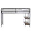 Lit mezzanine simple Junior - structure en métal avec tablette en bois, garde-corps, bruit, pas de sommier requis, peu encombrant pour la chambre à coucher, tablette noire, installation facile, coffre-fort