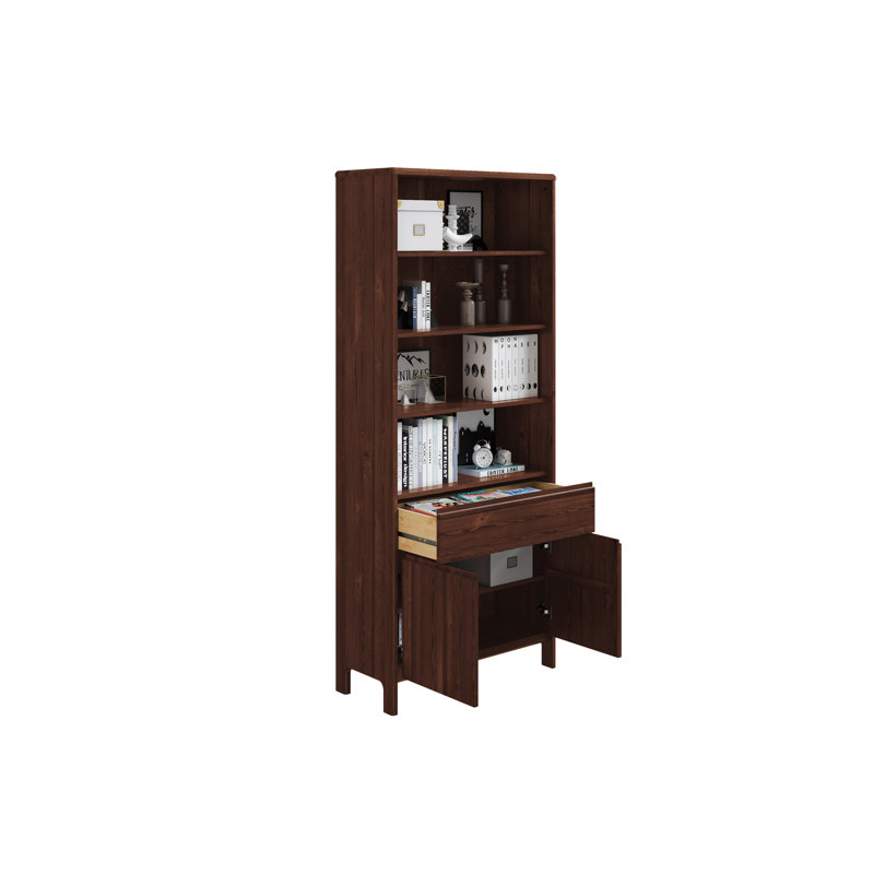 Eftalia 82 cm W Solid Wood Adjustable Height Shelving Unit, Dark brown