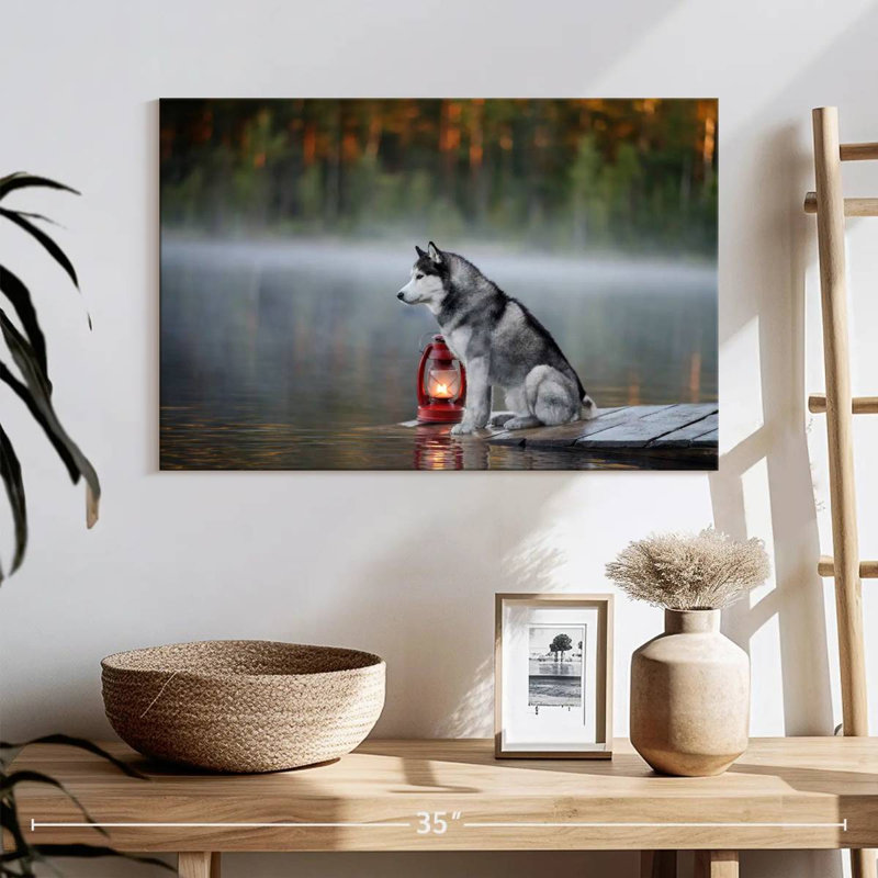 Bramky Husky sur le quai du lac, H 16 po x l 24 po