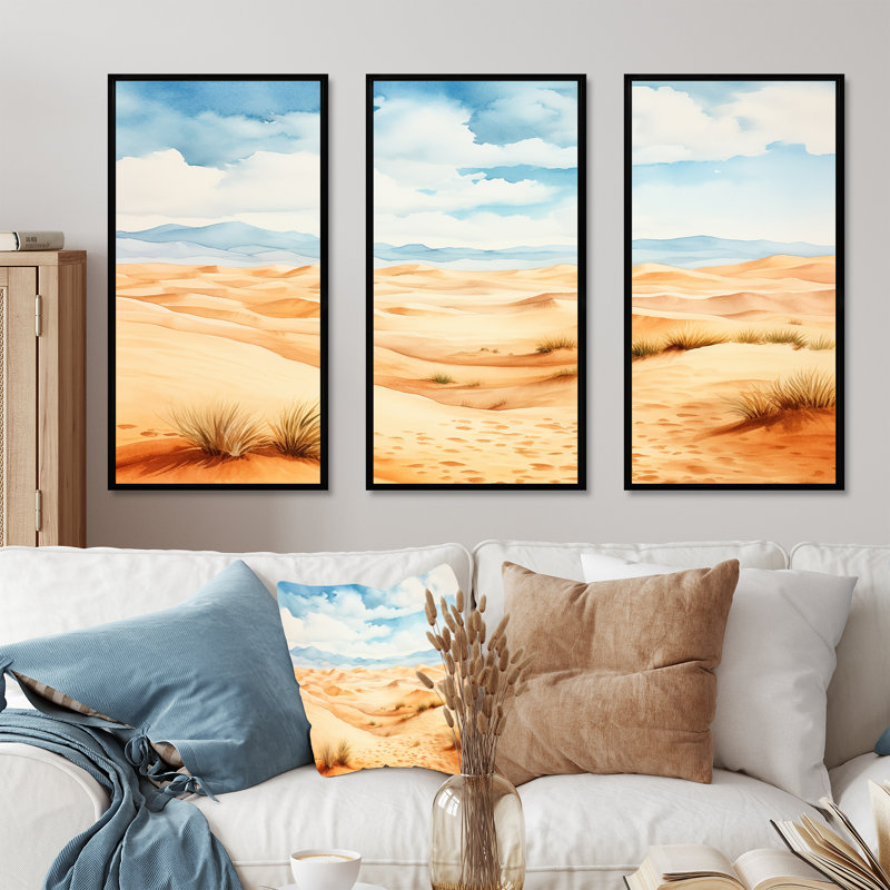 Paysage désertique de dunes de sable en Afrique I - Désert, art mural, Cadre flottant noir, H 32 po x l 48 po x P 1 po