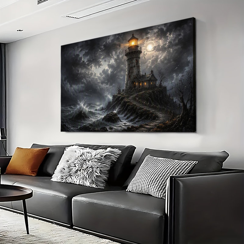 «Stormy Cliffside», art mural gothique nautique foncé, 20 x 24 po