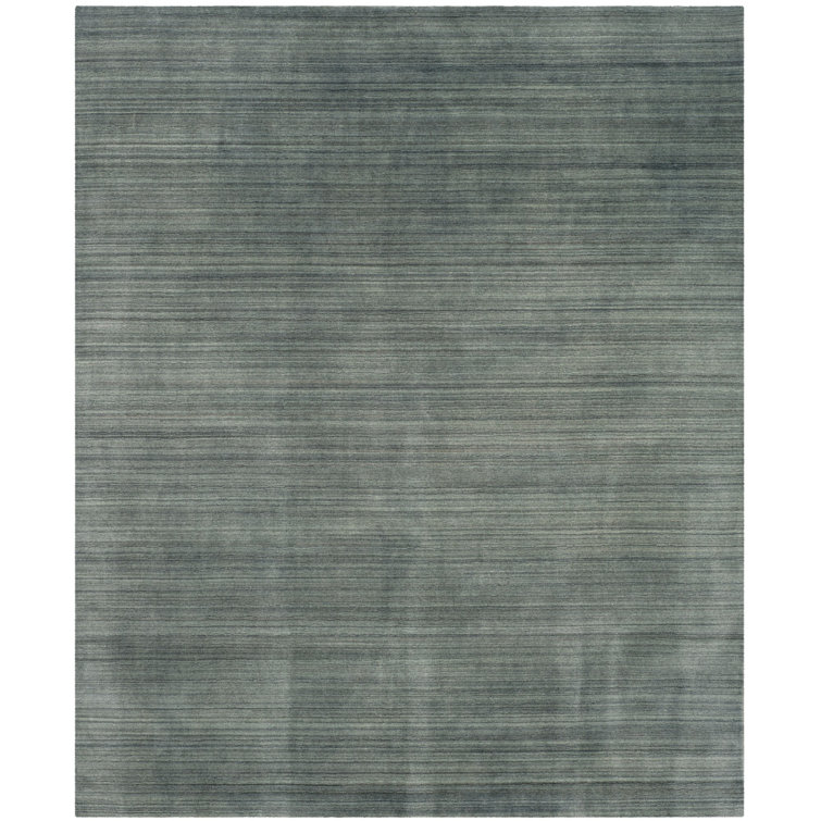Thendara Hand Loomed Wool/Cotton Solid Color Rug in Slate/Blue