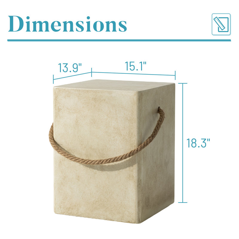  Nayara Rectangular Outdoor Side Table , 15.1'' in. W 13.9'' in. D, Light Yellow, 2