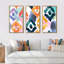 Ornement orange, bleu et vert - ensemble d'art mural moderne sur toile encadrée moderne de 3-454701322-454701323