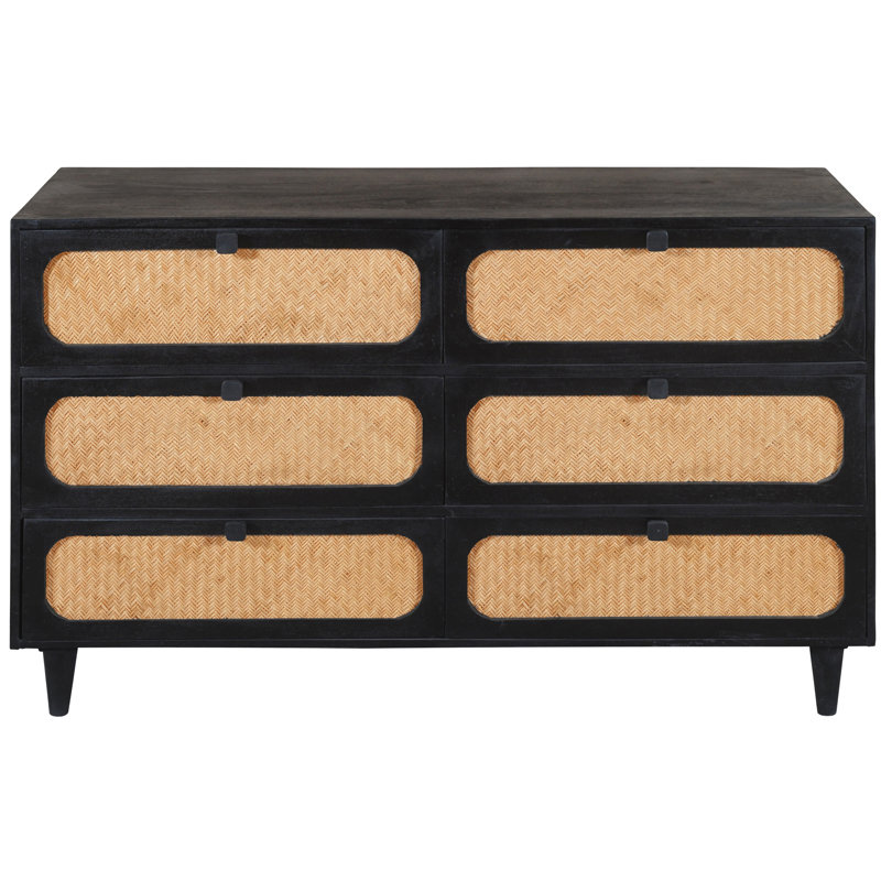 Commode double en bois massif à 6 tiroirs Angellie