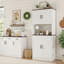 Armoire de cuisine de 71 po de hauteur, armoire de rangement de style campagnard avec 6 tablettes suspendues et tablettes réglables, armoire autoportante pour salle à manger, blanc rustique-746214131