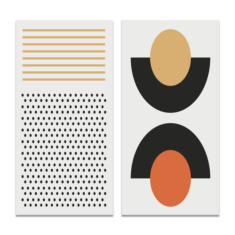 Creative Creative Designs in Retro Colors III - Ensemble de 2 peintures, Toile tendue, H 20 po x l 24 po x P 1 po