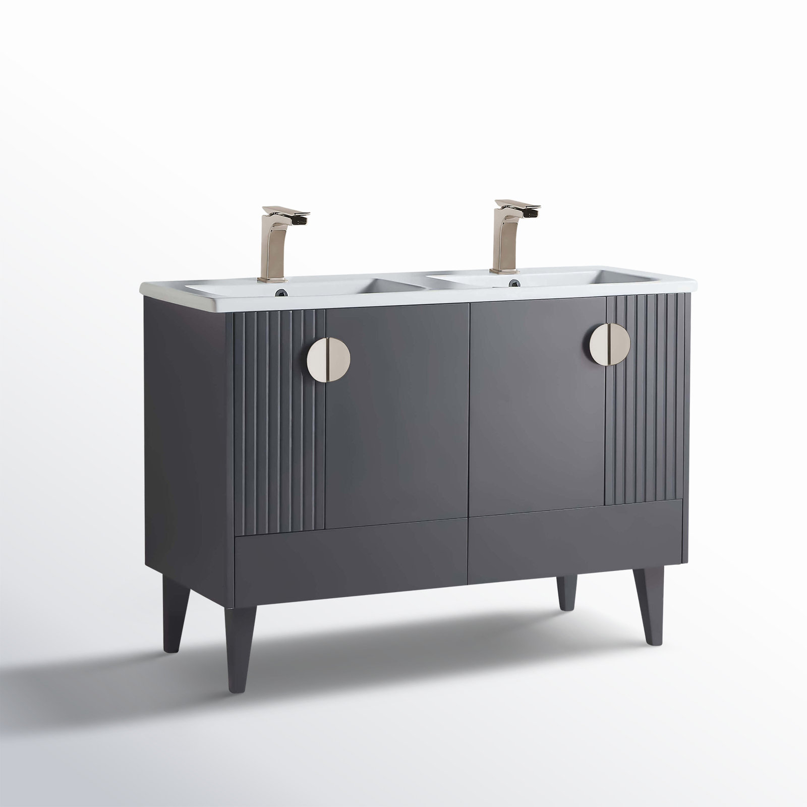 Saimah 47.25'' Double Bathroom Vanity, Rock Gray, Satin Nickel
