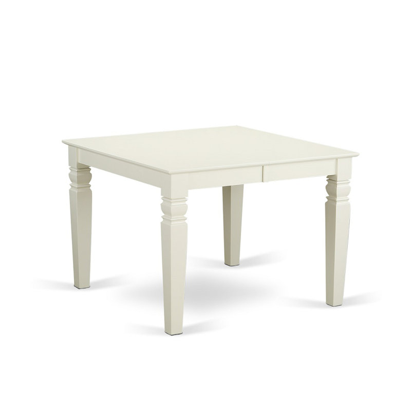 L'ensemble de table de salle à manger 5 pièces comprend une table de cuisine rectangulaire avec une rallonge papillon et 4 chaises rembourrées en similicuir pour étang, blanc lin