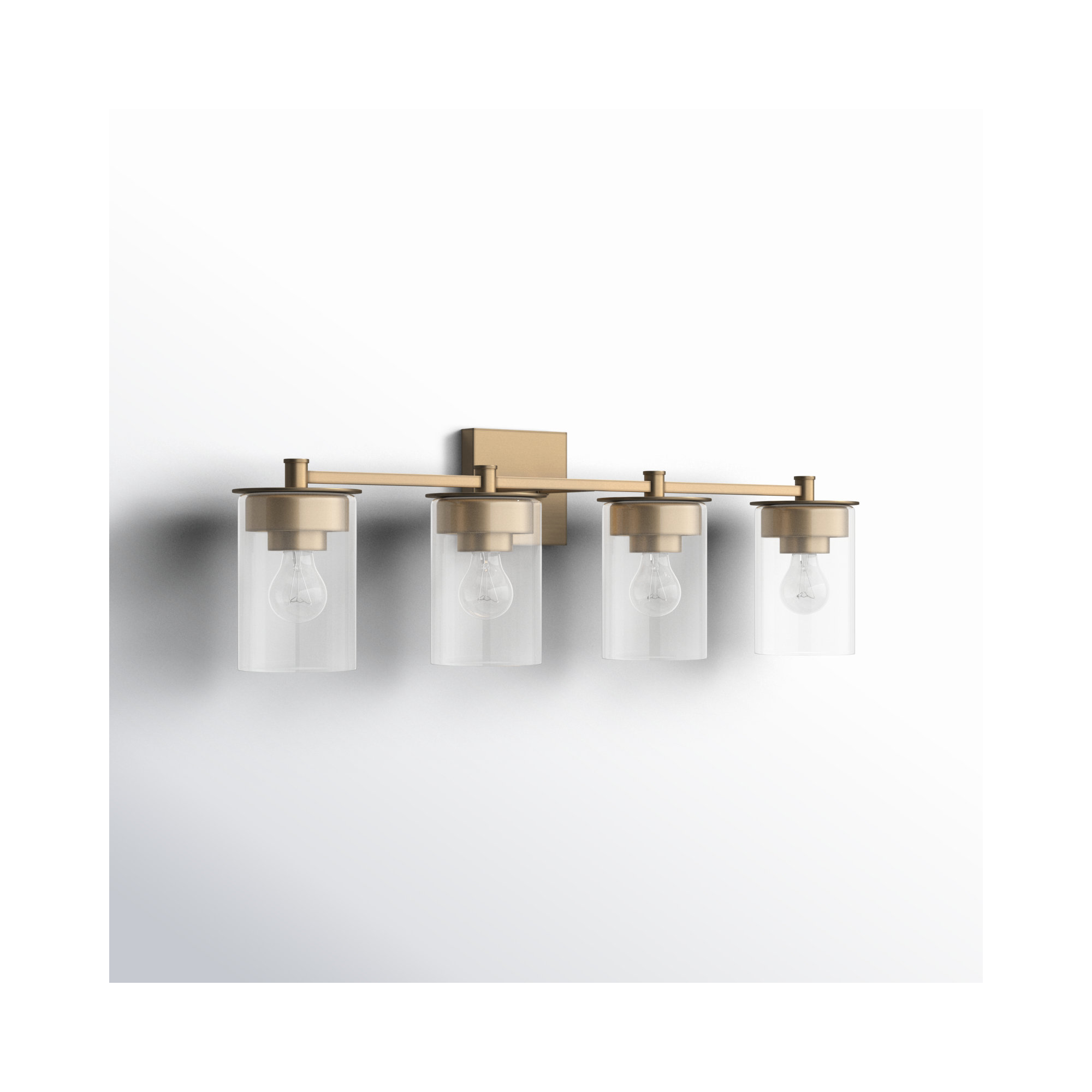 Elstone 4 Light Transparent Dimmable Vanity Light, Aged Brass