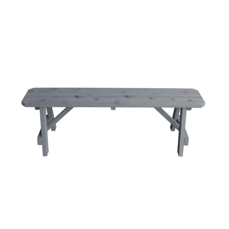 Banc en bois Guernsey, H 17 po x l 55 po x P 11 po, Teinture grise