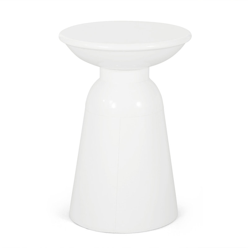 Outdoor Metal End Table -Large, White