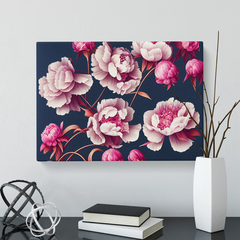 Bewitching Peonies - Wrapped Canvas Print, 35cm H x 50cm W x 3cm D