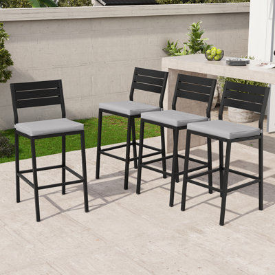 Metal Outdoor 26.8'' Counter Stool with Cushion