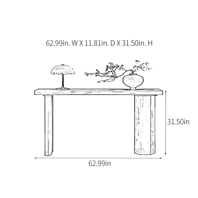Console Modern Minimalist, Noir, H 31,5 po x l 62,99 po x P 11,81 po
