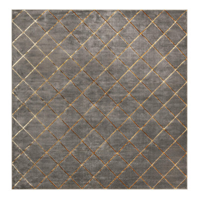 Latitude Run® Checks Novica Rug Gray and Gold