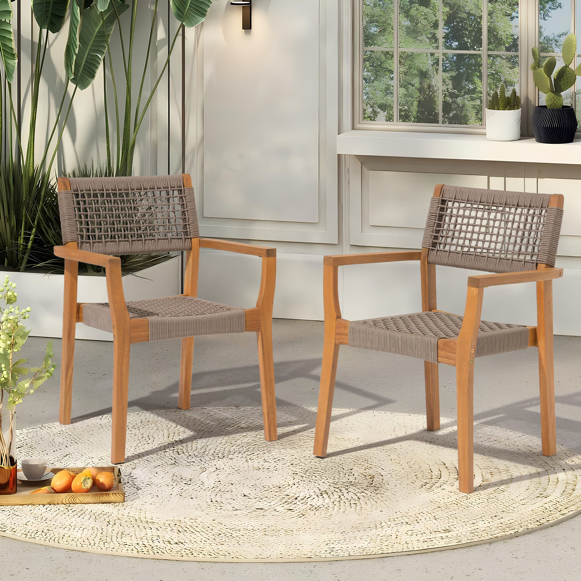 Bennett Outdoor Dining Chairs, Beige
