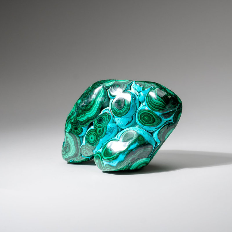Chrysocolla with Malachite Polished Stone from Democratic Republic of the Congo, 1.25" H x 2.25" W x 4" D