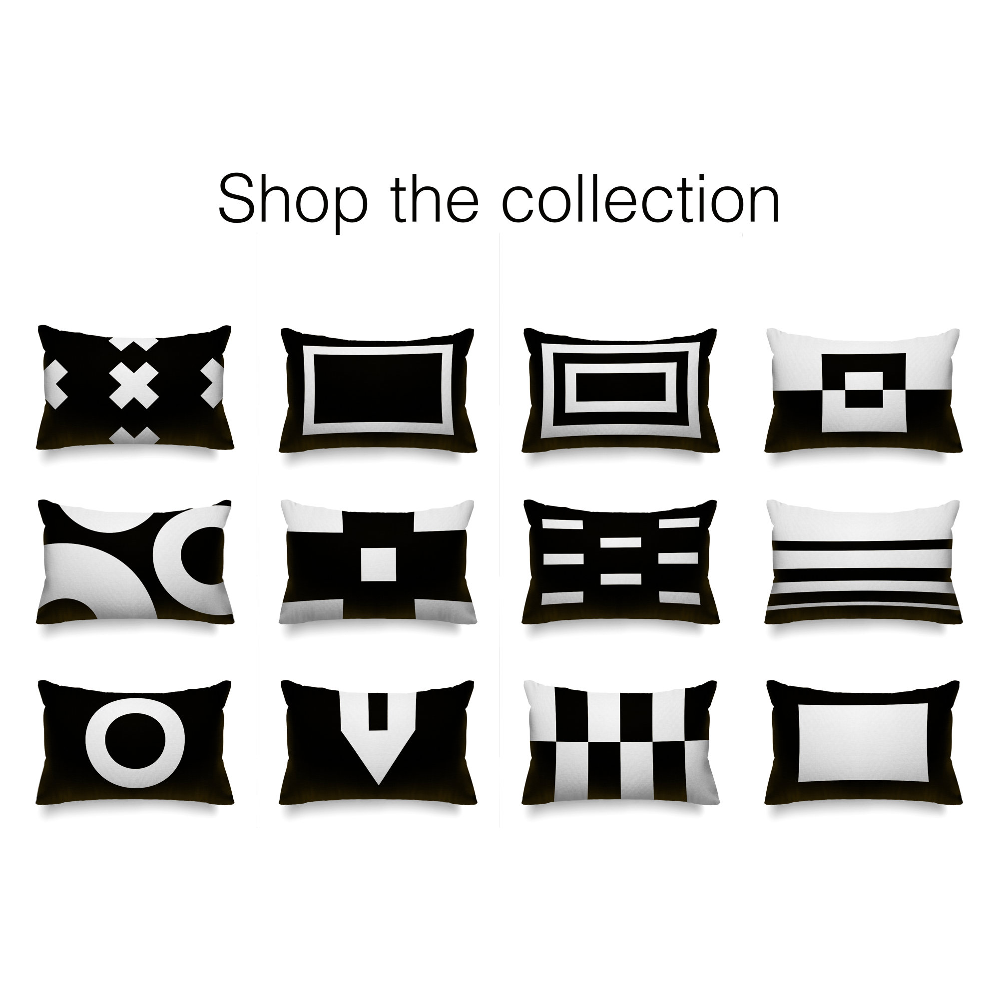 Luella Geometric Indoor/Outdoor Lumbar Throw Pillow, Black