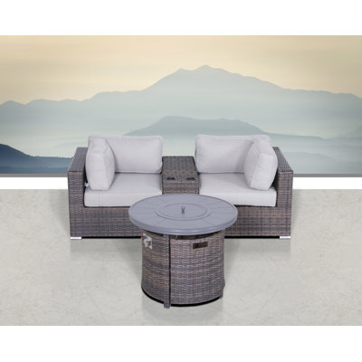 Ensemble de conversation modulaire en rotin avec coussins 4 pièces Cleo