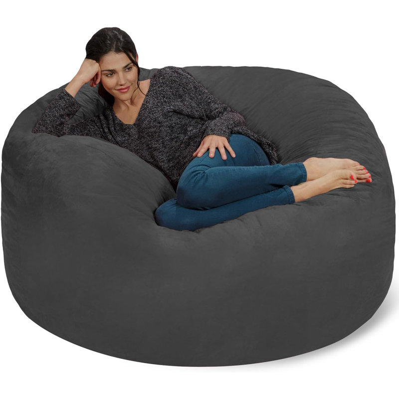 Fauteuil à billes: Grand fauteuil à billes en mousse à mémoire de forme de 5 pi - Grand canapé avec housse en microfibre douce