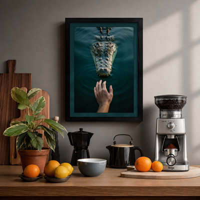 Hand and Crocodile Modern - Framed Print