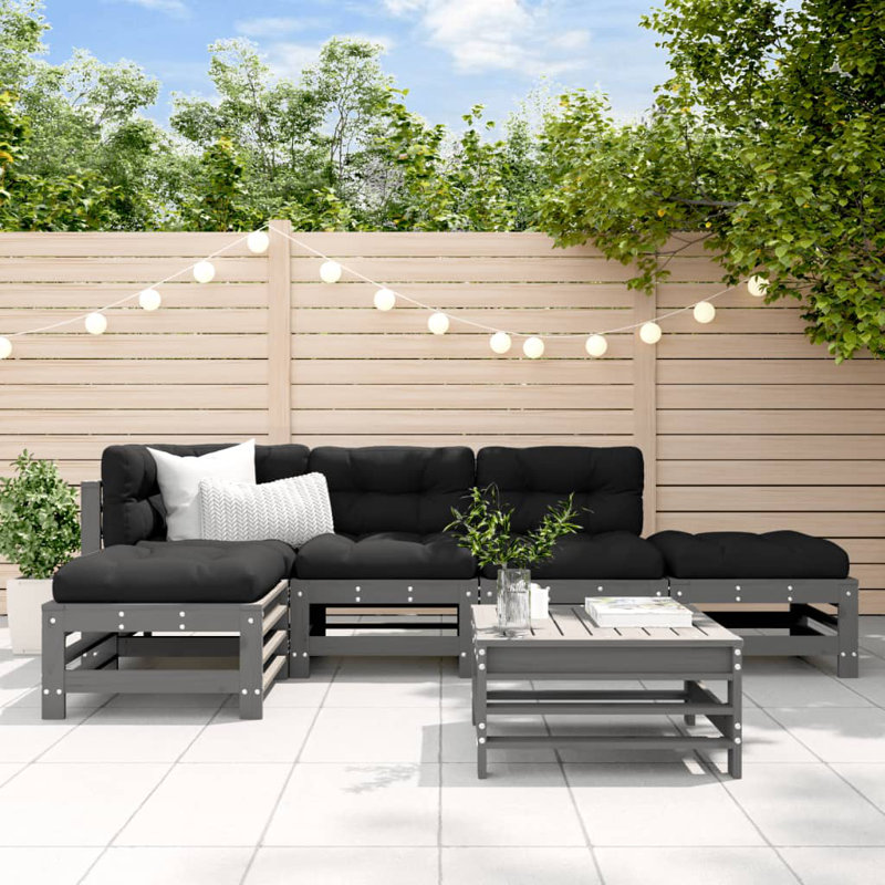 Nethe 63.5cm Wide L-Shaped Patio Sofa, Black, Grey
