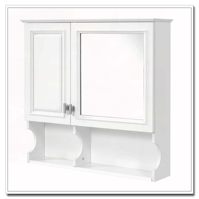 Armoire à pharmacie à miroir avec tablettes ouvertes, rangement mural avec portes et miroir, Blanc