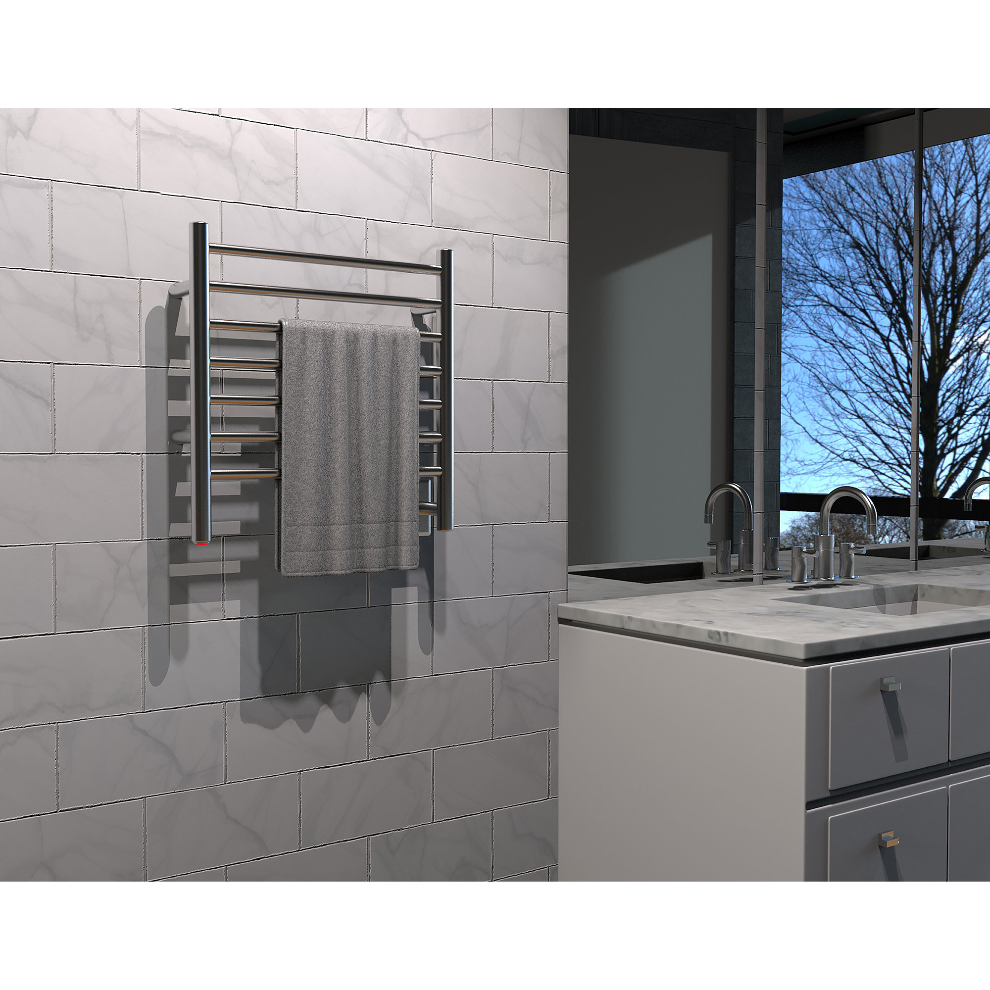 Radiant Small 20X20 Hybrid plug in or Hardwired Towel Warmer, Brushed
