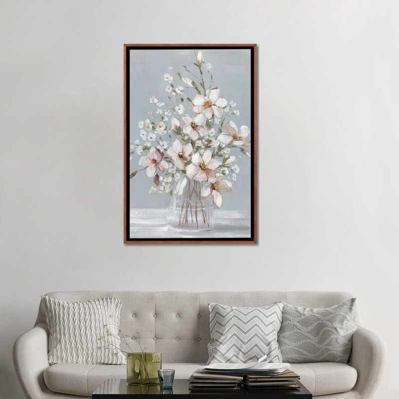 Magnolia Romance - reproduction d'art murale - toile encadrée, Brun, H 48 po x l 32 po