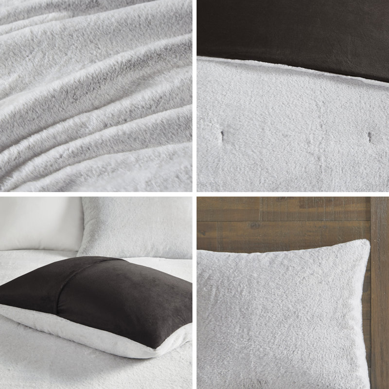 Ivory Faux Fur King Down Alternative Comforter Set