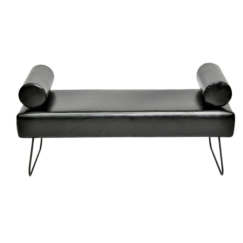 Eco Faux Leather Upholstered Bench, Black