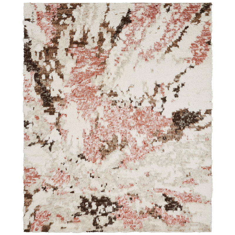 Benally Wool Abstract Area Rug in Pink, Rectangle 9'6" x 13'6"