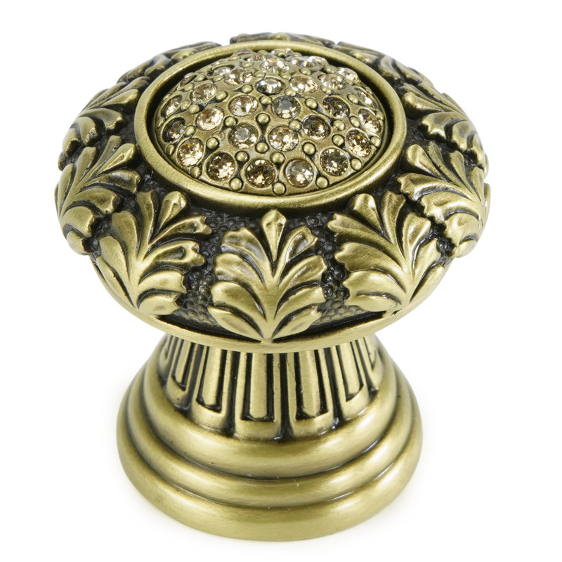 VERONA KNOB; CLEAR CRYSTAL;, Brass, 1 3/8"