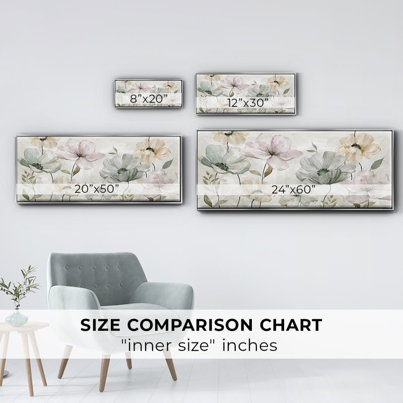 Garden Grays- Framed Canvas, 8" H x 20" W
