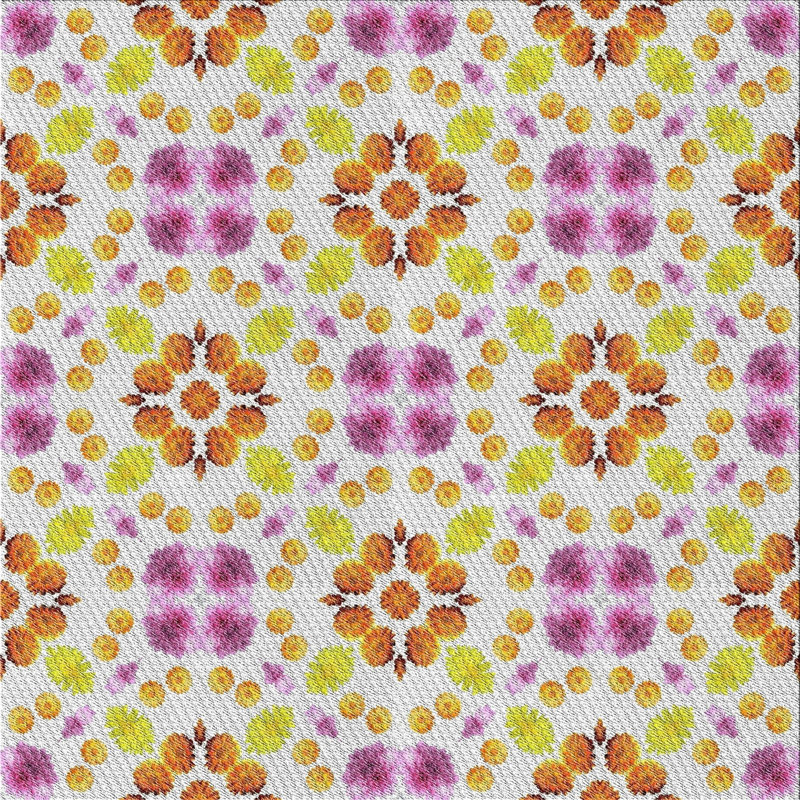Tapis rose/brun tissé à la machine, Carré 7 pi