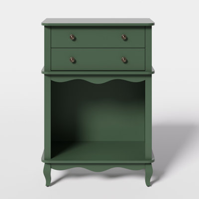 Pet Storage Cabinet , 2 Drawers And Semi-Open Space, Hidden Cat Litter Box, Multi-Functional End Table-Green