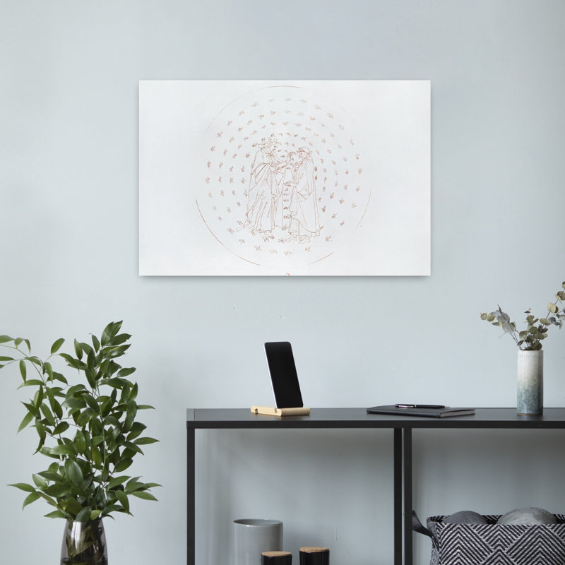 Dante And Beatrice, From The Divine Comedy By Dante Alighieri C.1480 Abstract Contemporary Wall Art Print by Sandro Botticelli - Wrapped Canvas Print