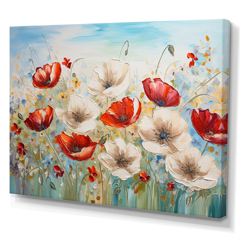 «Red Poppies Blossoming I» sur toile, Toile tendue, H 12 po x l 20 po x P 1 po