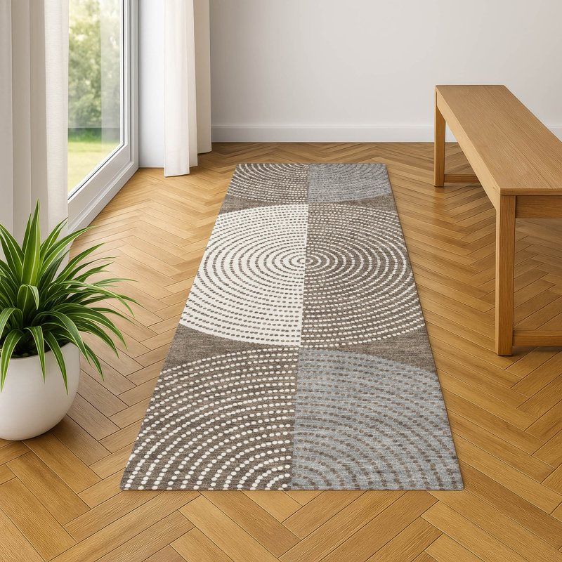 Premium Machine Washable Mayfield AMF2281 Geometric Rug, 2'3" x 7'6" Runner, Brown