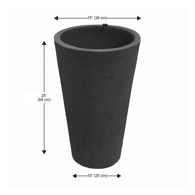 Crete Planter, 25" H x 15" W x 15" D, Black