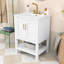 Meuble-lavabo en bois avec tablette réglable et portes-784054463